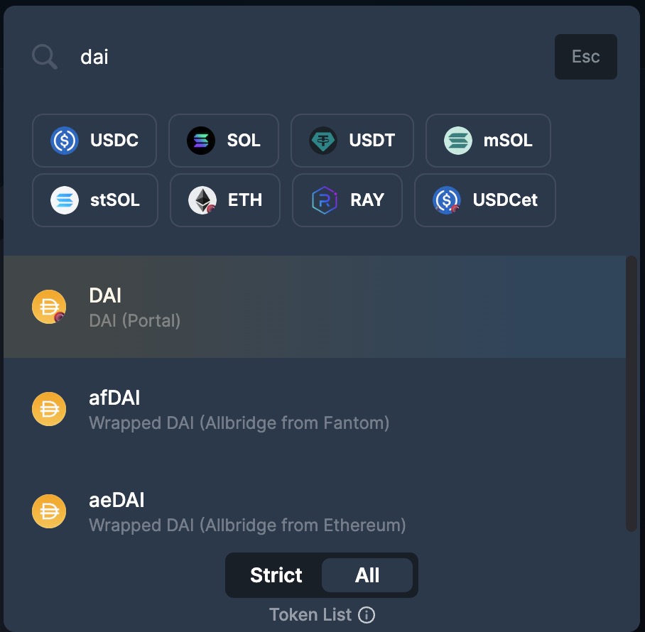 token list